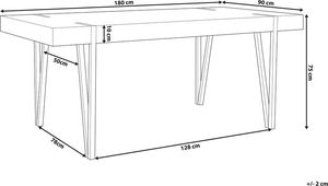 Beliani Stół do jadalni 180 x 90 cm jasne drewno z czarnym ADENA 7