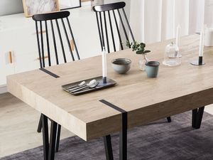 Beliani Stół do jadalni 150 x 90 cm jasne drewno z czarnym ADENA 2