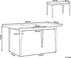 Beliani Stół do jadalni rozkładany 120/160 x 80 cm czarny NORLEY 6