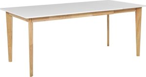 Beliani Stół do jadalni rozkładany 140/180 x 90 cm biały z jasnym drewnem SOLA 1
