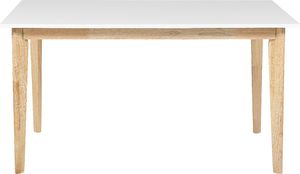 Beliani Stół do jadalni rozkładany 140/180 x 90 cm biały z jasnym drewnem SOLA 2