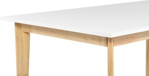 Beliani Stół do jadalni rozkładany 140/180 x 90 cm biały z jasnym drewnem SOLA 4