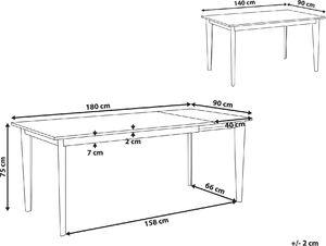 Beliani Stół do jadalni rozkładany 140/180 x 90 cm biały z jasnym drewnem SOLA 7
