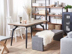 Beliani Stół do jadalni rozkładany 140/180 x 80 cm ciemne drewno z czarnym BARBOSA 2