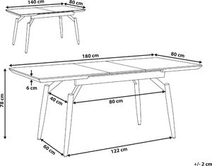 Beliani Stół do jadalni rozkładany 140/180 x 80 cm ciemne drewno z czarnym BARBOSA 8