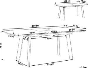 Beliani Stół do jadalni rozkładany 160/200 x 90 cm ciemne drewno z czarnym SALVADOR 7