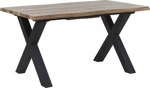 Beliani Stół do jadalni rozkładany 140/180 x 90 cm ciemne drewno z czarnym BRONSON 2