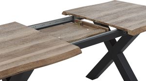 Beliani Stół do jadalni rozkładany 140/180 x 90 cm ciemne drewno z czarnym BRONSON 4