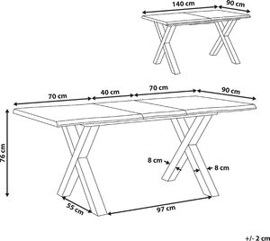 Beliani Stół do jadalni rozkładany 140/180 x 90 cm ciemne drewno z czarnym BRONSON 7