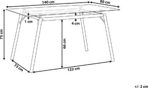 Beliani Stół do jadalni szklany 140 x 80 cm KAMINA 4