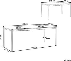 Beliani Stół do jadalni rozkładany 140/190 x 90 cm czarny AVIS 8