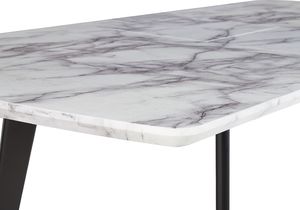 Beliani Stół do jadalni rozkładany 160/200 x 90 cm efekt marmuru z czarnym MOSBY 5