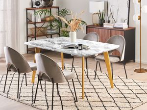 Beliani Stół do jadalni rozkładany 160/200 x 90 cm efekt marmuru ze złotym MOSBY 2