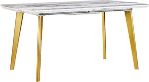 Beliani Stół do jadalni rozkładany 160/200 x 90 cm efekt marmuru ze złotym MOSBY 3