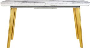 Beliani Stół do jadalni rozkładany 160/200 x 90 cm efekt marmuru ze złotym MOSBY 4
