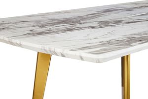 Beliani Stół do jadalni rozkładany 160/200 x 90 cm efekt marmuru ze złotym MOSBY 5