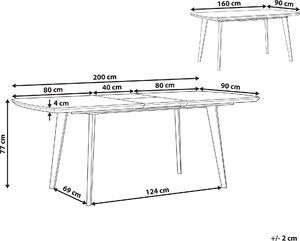 Beliani Stół do jadalni rozkładany 160/200 x 90 cm efekt marmuru ze złotym MOSBY 8