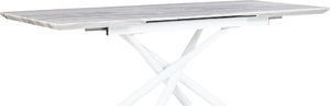 Beliani Stół do jadalni rozkładany 160/200 x 90 cm efekt marmuru z białym MOIRA 1