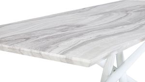 Beliani Stół do jadalni rozkładany 160/200 x 90 cm efekt marmuru z białym MOIRA 5