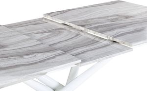 Beliani Stół do jadalni rozkładany 160/200 x 90 cm efekt marmuru z białym MOIRA 6
