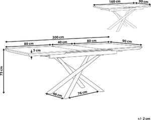 Beliani Stół do jadalni rozkładany 160/200 x 90 cm efekt marmuru z białym MOIRA 8