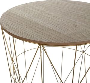 Beliani Stolik pomocniczy z miejscem do przechowywania jasne drewno ze złotym LANARK 3