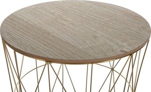 Beliani Stolik pomocniczy z miejscem do przechowywania jasne drewno ze złotym LANARK 4