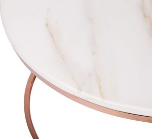 Beliani Stolik kawowy efekt marmuru biało-miedziany CORAL 2