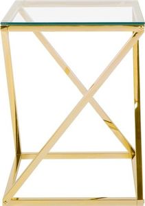 Beliani Stolik pomocniczy szklany złoty BEVERLY 2