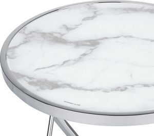 Beliani Stolik pomocniczy efekt marmuru biało-srebrny MERIDIAN II 2
