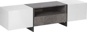 Beliani Szafka RTV LED efekt betonu z białym RUSSEL 4