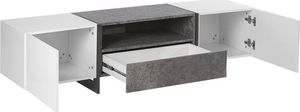Beliani Szafka RTV LED efekt betonu z białym RUSSEL 5