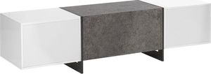 Beliani Szafka RTV LED efekt betonu z białym RUSSEL 6