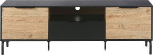 Beliani Szafka RTV czarna z jasnym drewnem ARKELY 4