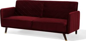 Beliani Sofa rozkładana welurowa bordowa SENJA 2