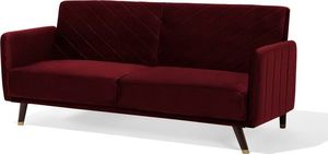 Beliani Sofa rozkładana welurowa bordowa SENJA 3
