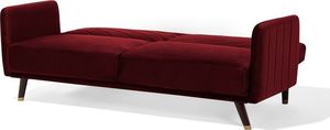 Beliani Sofa rozkładana welurowa bordowa SENJA 4
