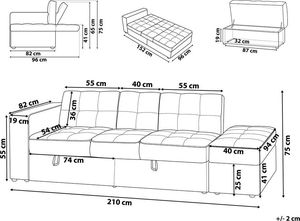 Beliani Sofa rozkładana beżowa FALSTER 8