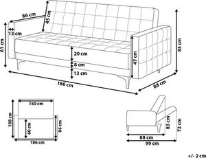 Beliani Sofa rozkładana ekoskóra czarna ABERDEEN 8