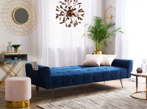 Beliani Sofa rozkładana welurowa ciemnoniebieska SELNES 2