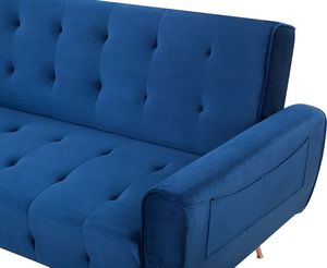 Beliani Sofa rozkładana welurowa ciemnoniebieska SELNES 5