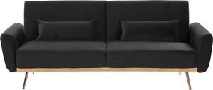 Beliani Sofa rozkładana welurowa czarna EINA 1