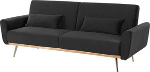 Beliani Sofa rozkładana welurowa czarna EINA 3