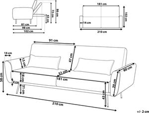 Beliani Sofa rozkładana welurowa czarna EINA 8