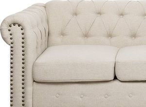 Beliani Sofa 3-osobowa proste nogi beżowa CHESTERFIELD 4