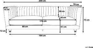Beliani Sofa 3-osobowa welurowa niebieska ARVIKA 8
