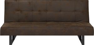 Beliani Sofa rozkładana ekoskóra brązowa DERBY 1