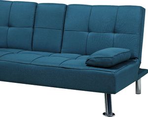 Beliani Sofa rozkładana niebieska ROXEN 5