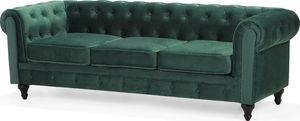 Beliani Sofa 3-osobowa welurowa zielona CHESTERFIELD 2