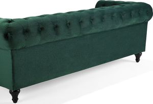 Beliani Sofa 3-osobowa welurowa zielona CHESTERFIELD 3